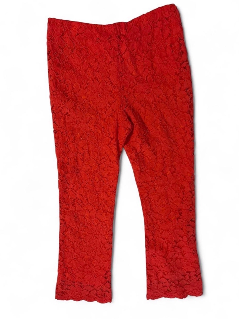 Free People Bright Orange- Red Lace Cropped Pants